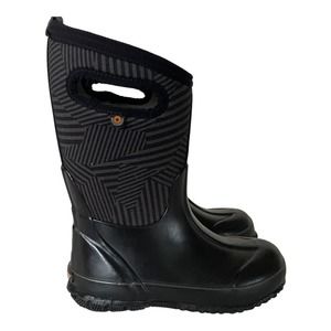 Bogs Black Gray rain boots insulated youth size 1